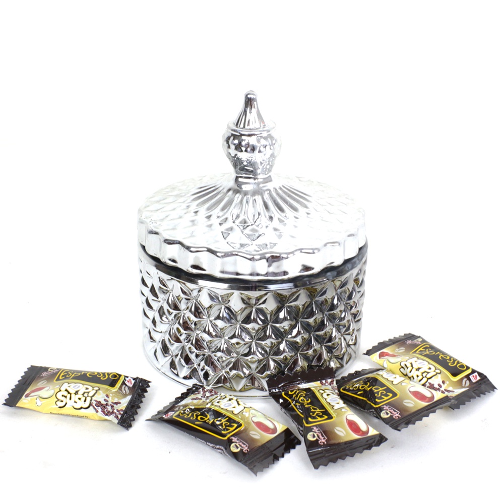 FM - Toples Kaca Betawi Silver Candy Box 10 cm