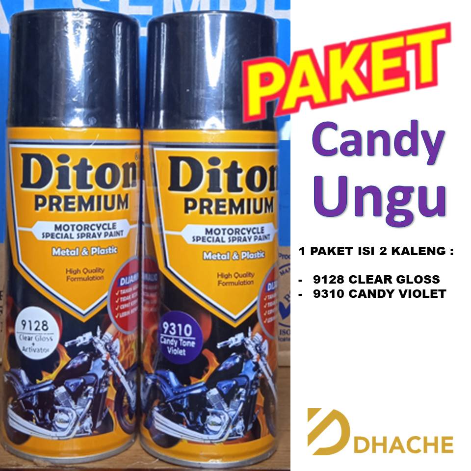 PAKET HEMAT 9310 Candy Tone Violet Cat Pilox Diton Premium 400ml kendi ungu motor mobil pylox