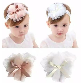 Bandana Bayi Headband Hiasan Rambut Anak Lace Vintage Motif Bunga