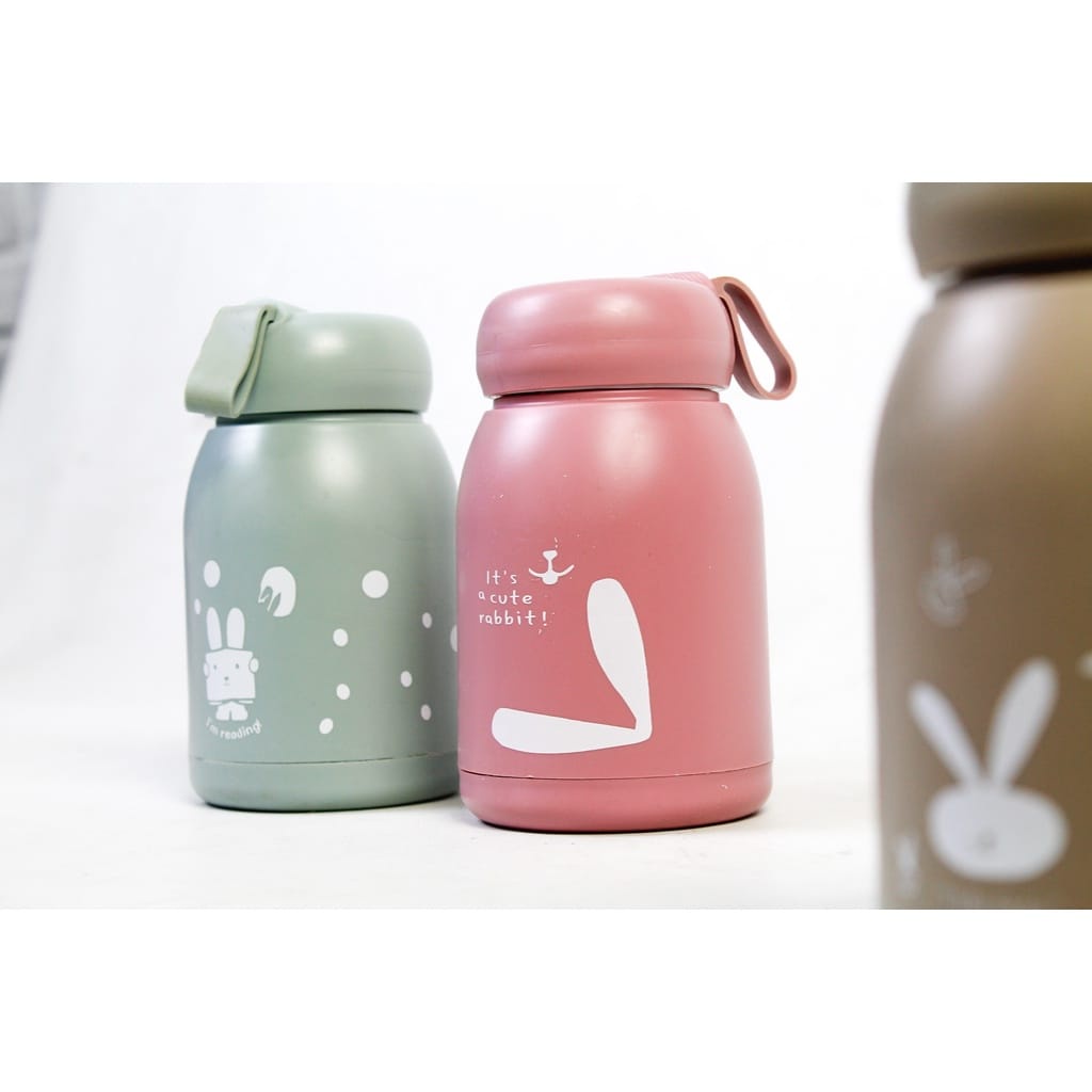 PROMO TERMURAH Botol minum gelas kaca motif rabbit 330 ml BPA FREE Botol minum anak botol kaca termos bayi termos susu botol termos anak botol jus botol kaca botol minum tumbler