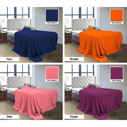 ❤ IJN ❤ Selimut Luxury Quincy Vallery Super Soft Warna Polos Embos