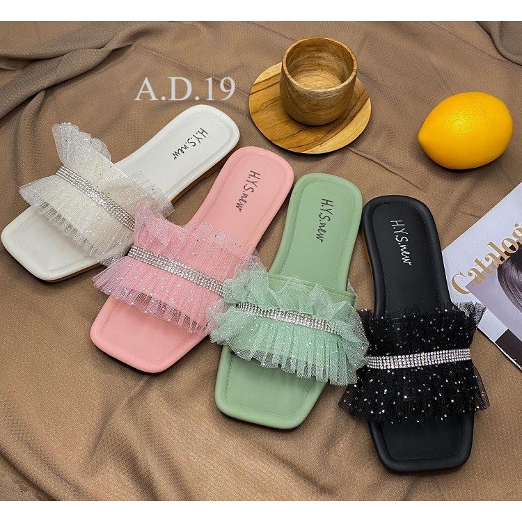 Sendal Wanita Terbaru 2022- Sandal Karet Kekinian- Sendal slop kokop cantik karet bulu  Murah import  Merk H.Y.S 2078 - 3-Sandal Murah - REAL PICTURE