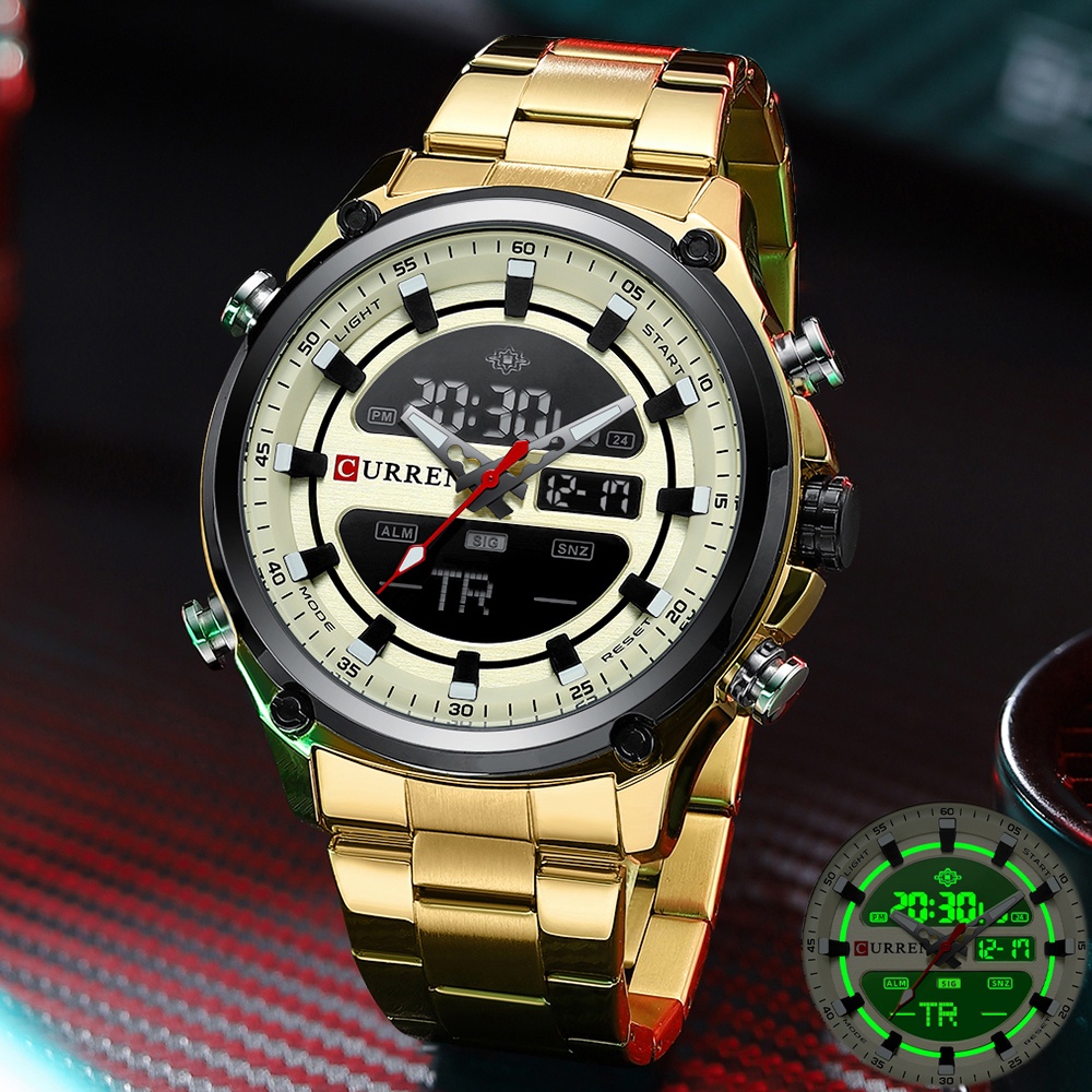 CURREN Mens Watches Waterproof Top Brand Mewah Kalender Fashion Pria Jam Besi tahan karat Olahraga Militer Jam Tangan Pria