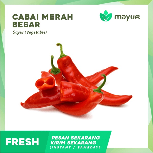 

Cabe / Cabai Merah Besar / Pack Rp 5000 (50 - 100 gram)