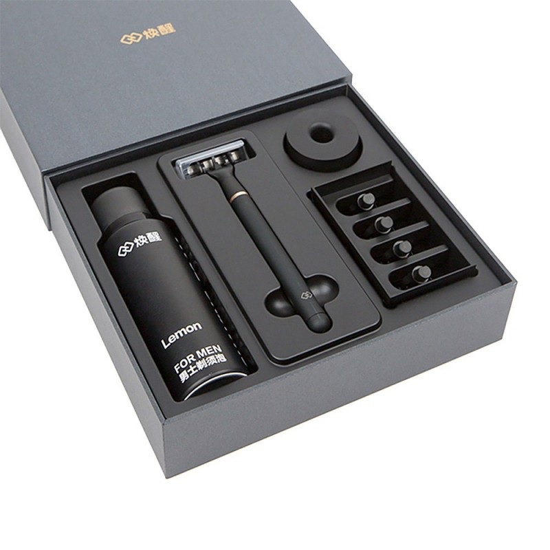 HUANXING H600 - Set Alat Cukur Manual 6-in-1- Lengkap Dengan Shaving Foam Beraroma Lemon - Cocok Untuk Hadiah