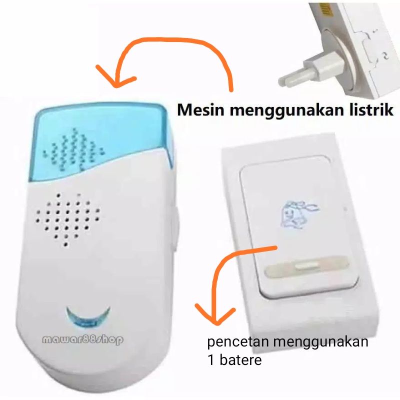 Bel Pintu Rumah Listrik Tanpa Kabel Wireless Bel Pintu Rumah Colok Listrik Door Bell Bel Rumah