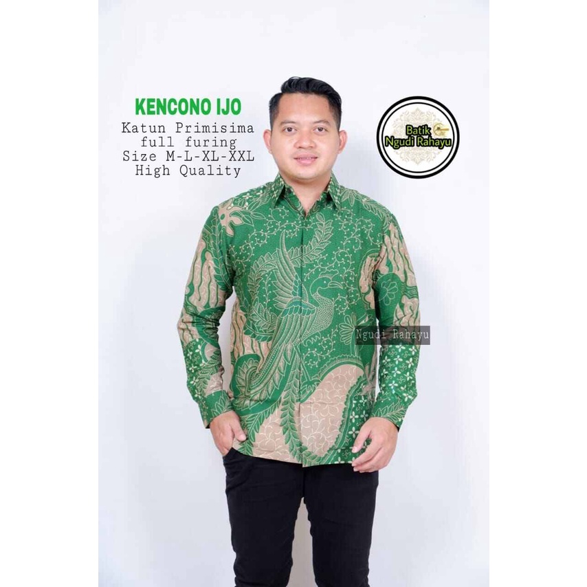 Kemeja batik lengan panjang warna hijau daun / batik pria terbaru warna hijau muda / baju batik terbaru 2022 warna hijau / batik pria keren warna hijau / kemeja batik kencono ijo