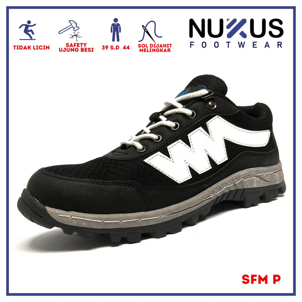 Nukus Sepatu Safety Casual Ujung Besi Tali Pendek - SFM P Hitam Putih