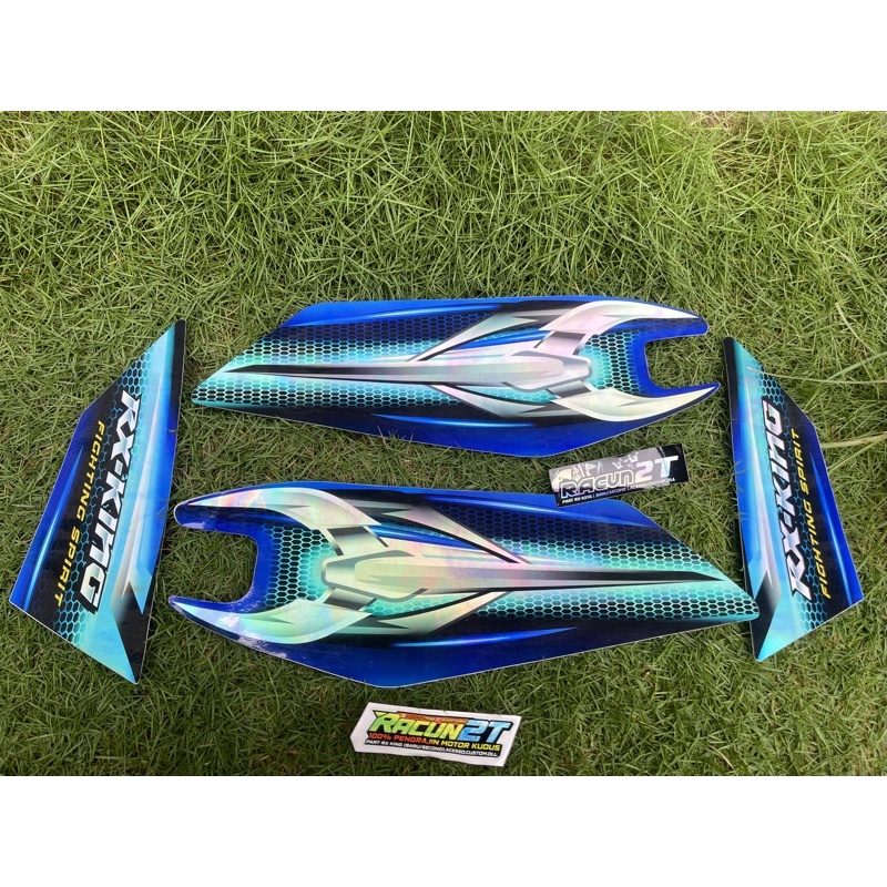 STRIPING STIKER RX KING 2007 biru HOLOGRAM PELANGI CROM