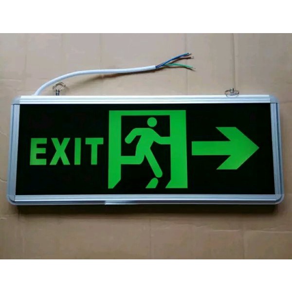 Lampu Petunjuk Darurat Emergency EXIT Lamp LED 2 Sisi M1 / Safety Sign Exit Hijau Murah