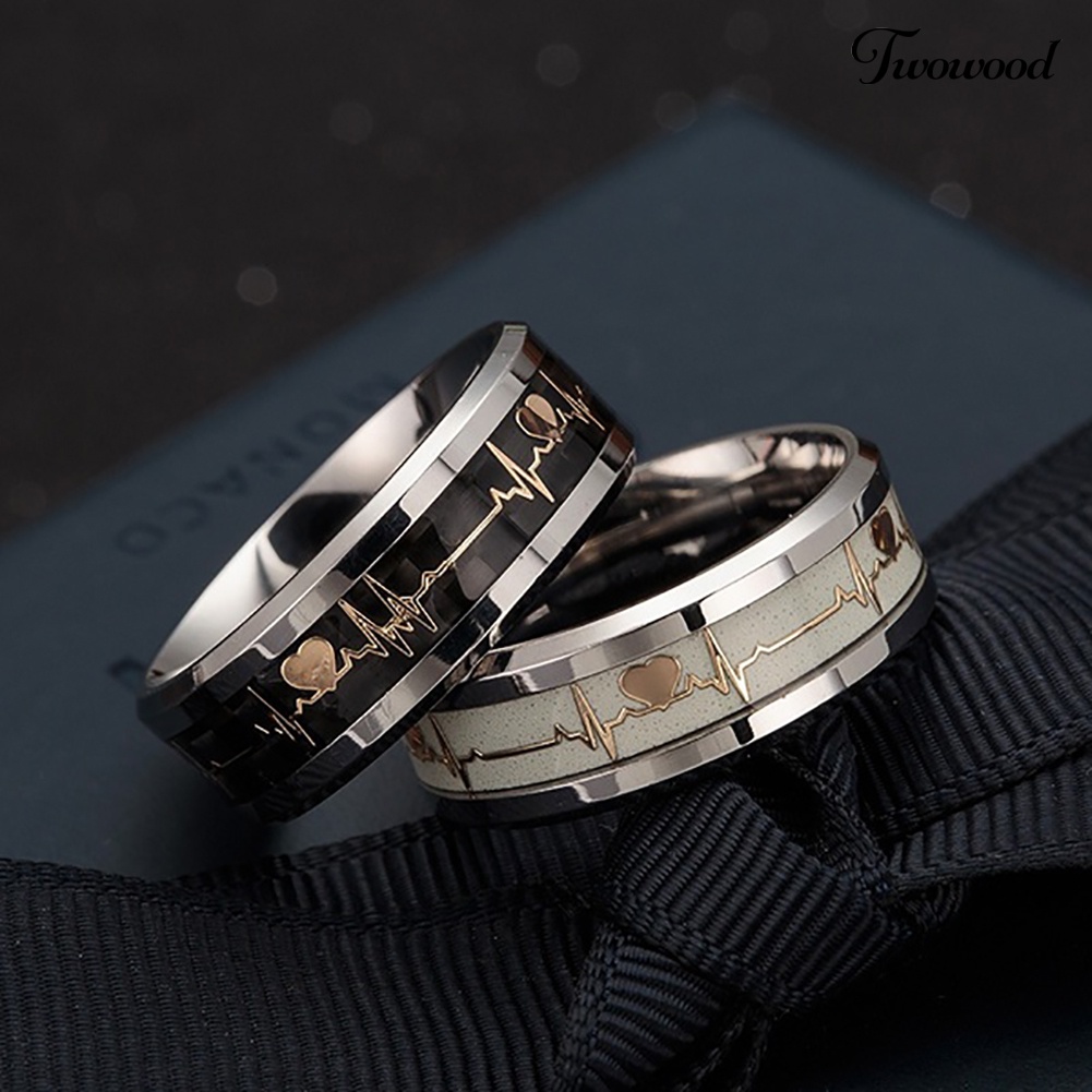 Cincin Luminous Motif Detak Jantung Untuk Pasangan