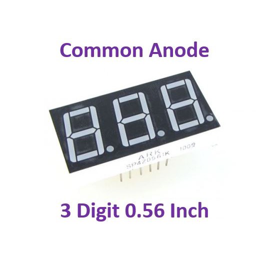 3 DIGIT 7 SEGMENT 0.56 INCH COMMON ANODE RED 3 BIT SEVEN SEGMENT 0.56" ANODA