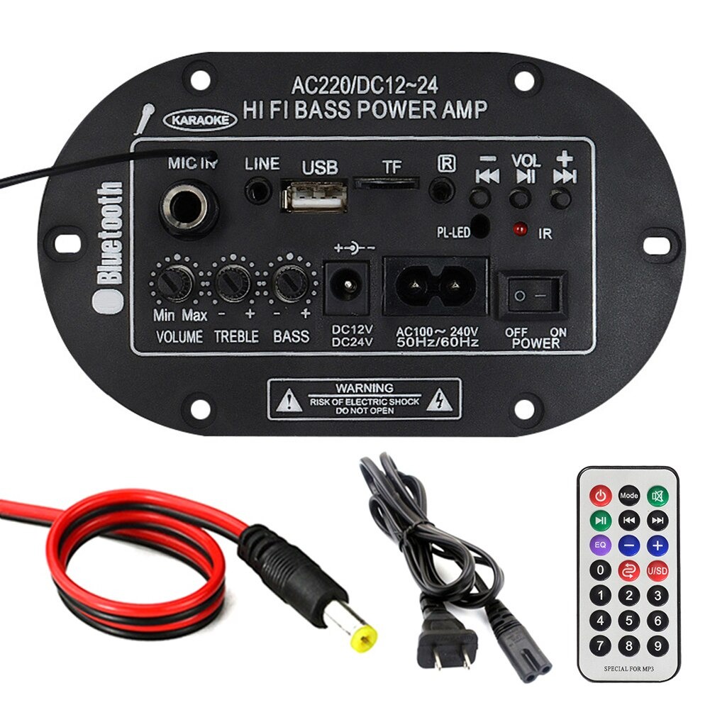 Set Amplifier Board Audio Bluetooth USB FM Radio TF Player Subwoofer