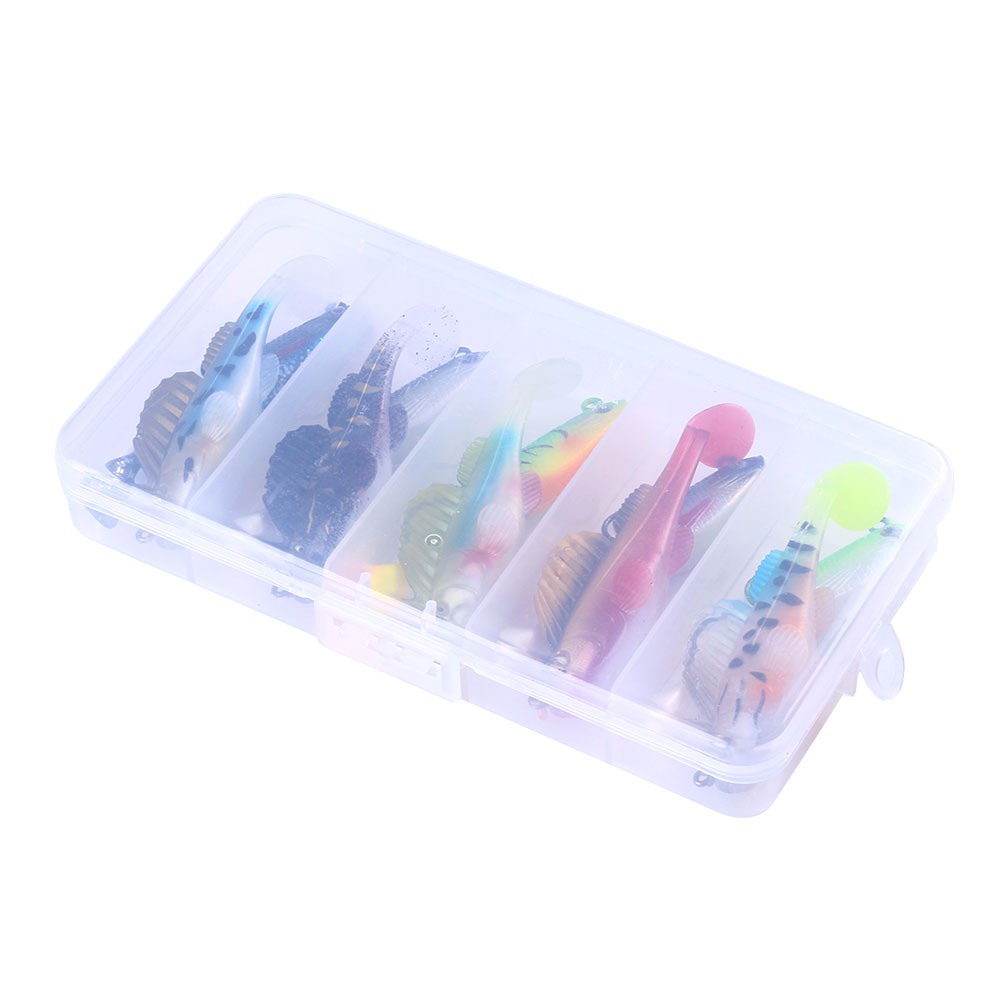 HENGJIA 10PCS/Box Soft Lure SwimBait Lure Umpan Mancing Soft Plastic Lure 7cm/14g Set For Fishing Lure 8CM/10g