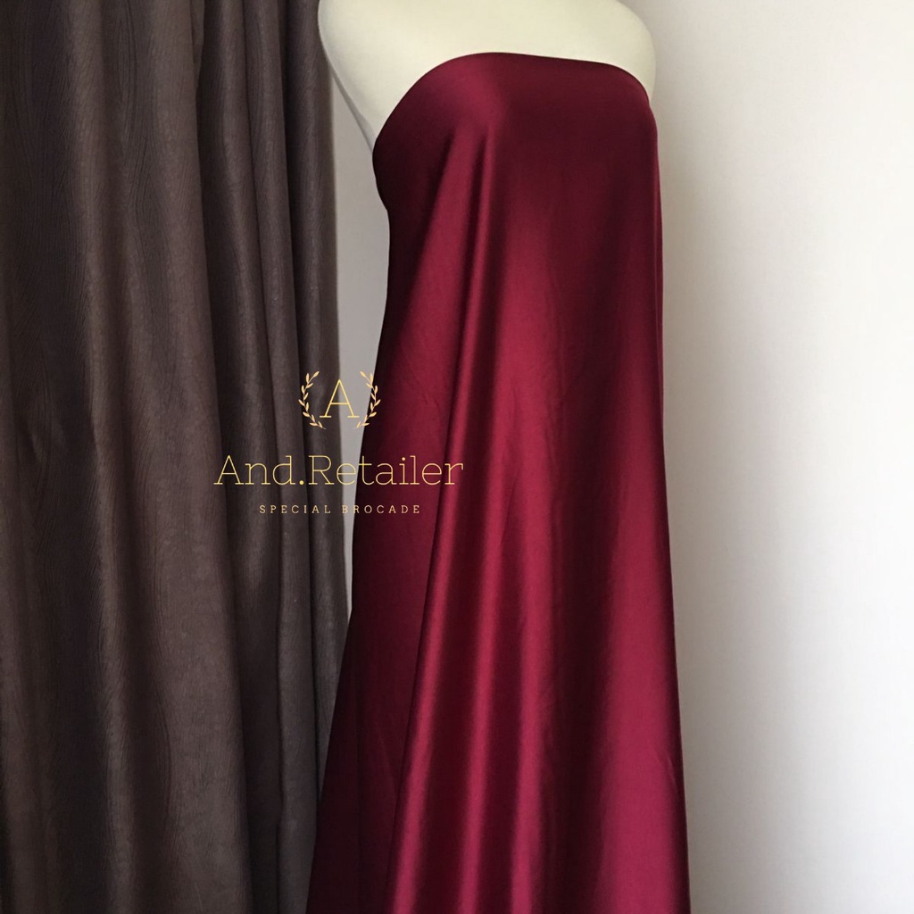 Kain Satin Maxmara Pure Silk Original warna Merah Maroon