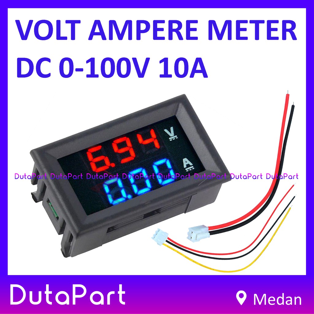 Dual Digital VoltMeter AmpereMeter DC 0V - 100V 10A Volt Ampere Meter