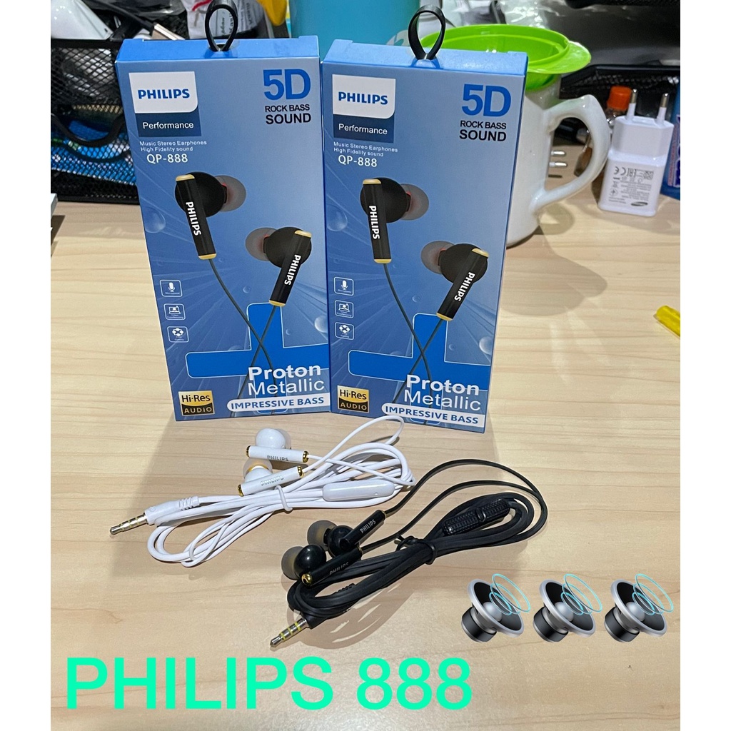 [QP-888] Handsfree Earphone Headset Philips Proton Metallic Impressive Bass-0