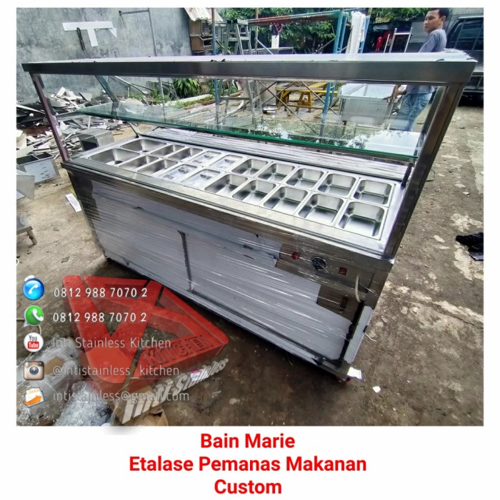 ETALASE DISPLAY PEMANAS MAKANAN BAIN MARIE FOOD WARMER STAINLESS (GAS)