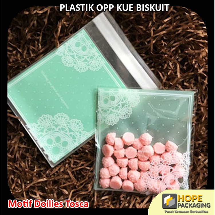 [5 PCS] Plastik OPP Kue Cake Candy Souvenir Aksesoris Cookies Bag Motif Doily Paper Size M dan L