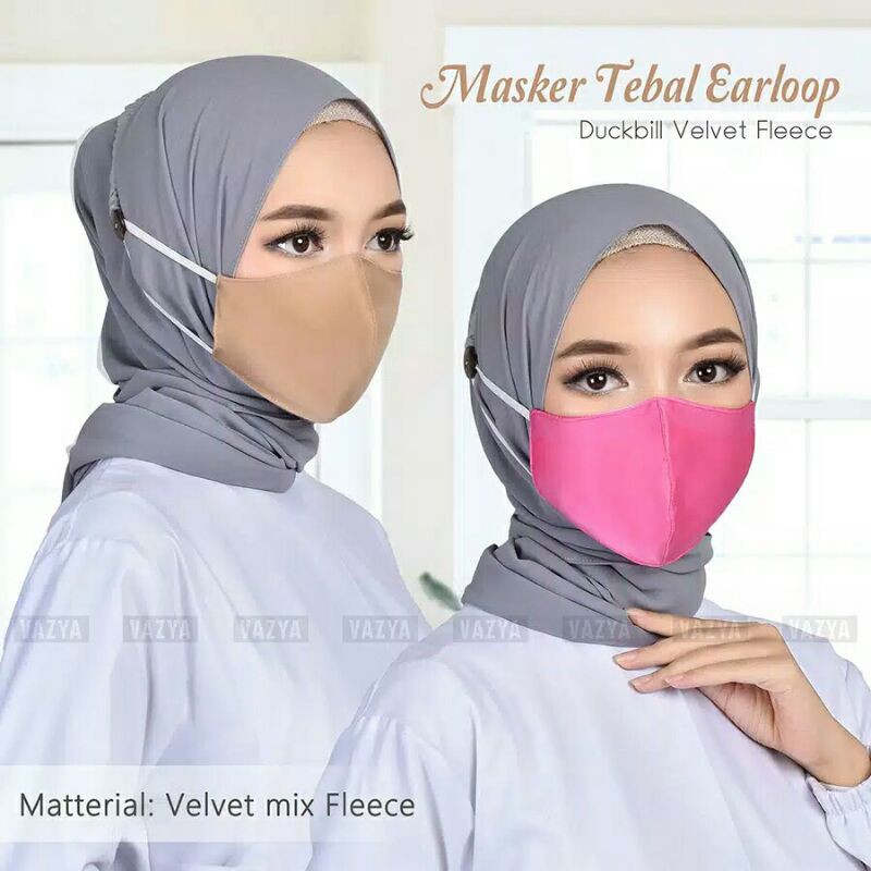 Masker Kain Tebal Duckbill Velvet Fleece Earloop
