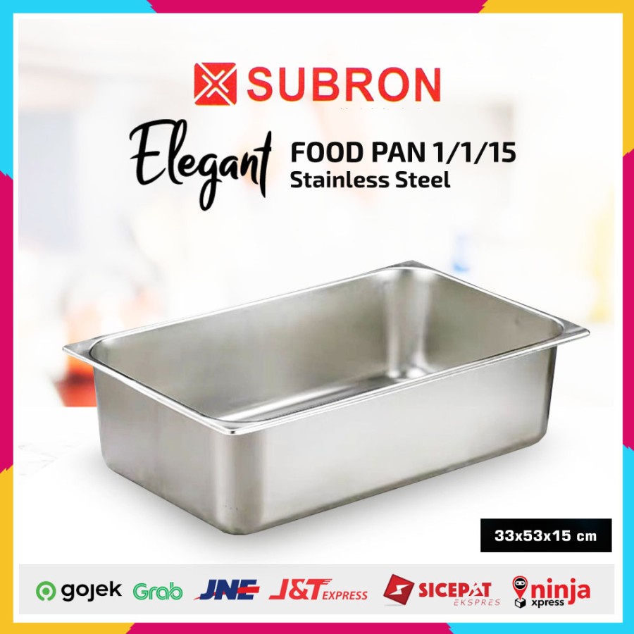 Subron Food Pan 1/1/15 Ukuran 33x53x15 cm Wadah Saji Stainless Steel