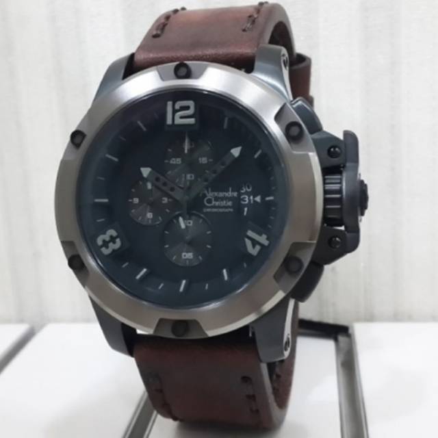Jam Tangan Alexandre Christie AC6295 MC Grey / Brown Original