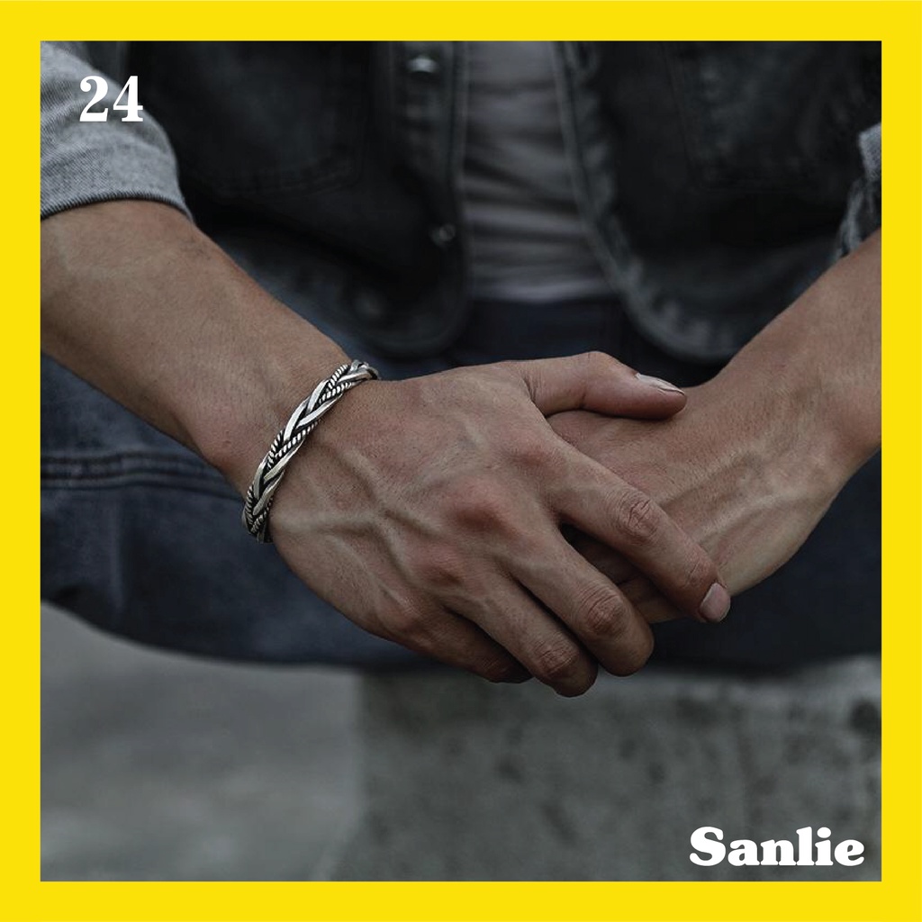 Sanlie Gelang Titanium Pria Korea  Gelang Fashion Murah Model Rantai 24