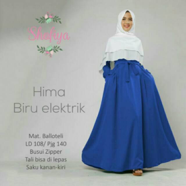 Gamis Polos Biru elektrik