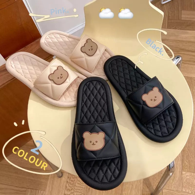 (COD ) Sandal Slop Sendal Karet Sendal Wanita Sandal Rumah Sandal Beruang MALL SHOPPING