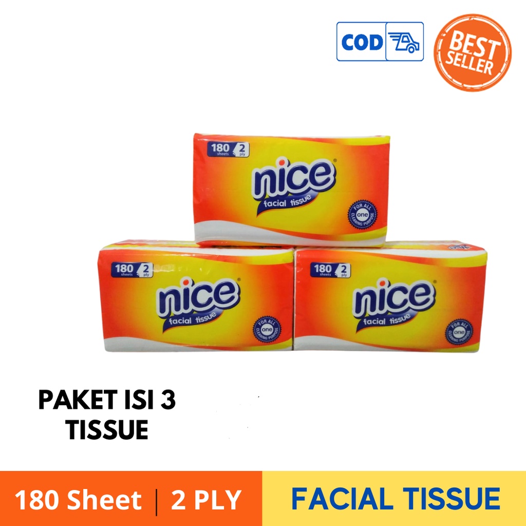 [Paket 5 Pcs] Tisu Tissue Wajah Nice 2 ply 180 Sheet TOSERBA