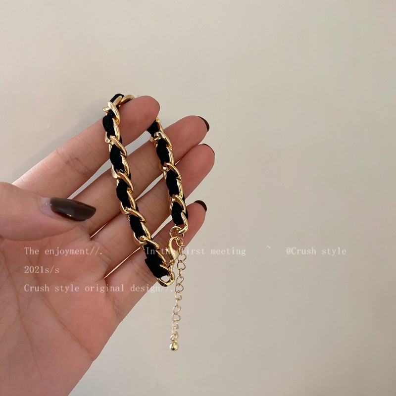 Gelang Tangan Rantai Emas Retro Desain Anyaman Silang Untuk Aksesoris Wanita