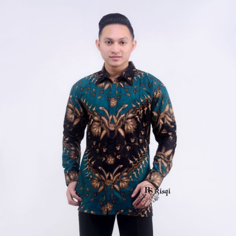 Kemeja Batik Pria Modern Lengan Panjang Casual Modis Slim Fit Trendy Masa Kini OL 162