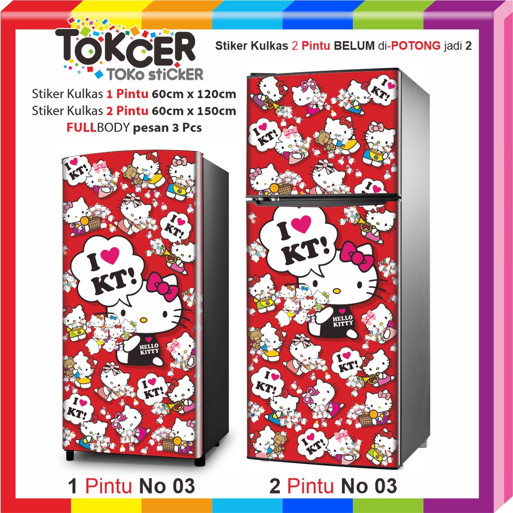 Stiker Kulkas 1 Pintu dan 2 Pintu HELLO KITTY