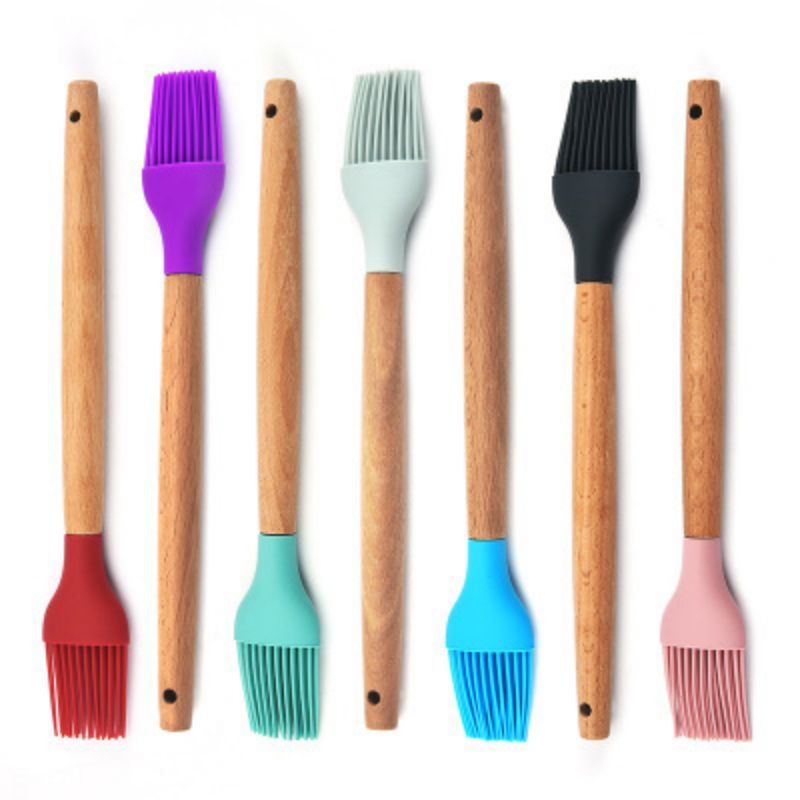 KUAS SILIKON GAGANG KAYU | SILIKON BRUSH WOODEN HANDLE