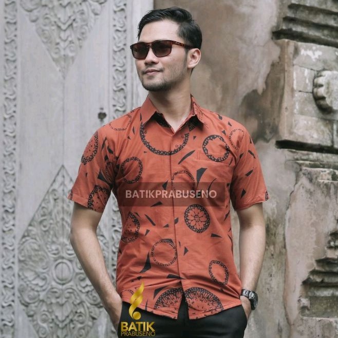 Hirasancaka Lengan Pendek Slimfit Original Baju Batik Prabuseno Kemeja Pria Bahan Katun Printing Hal