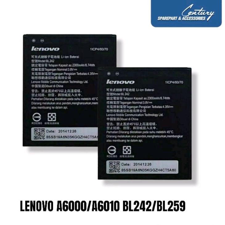 BATTERY ORI 100% LENOVO A6000/A6010 BL242/BL259 KC