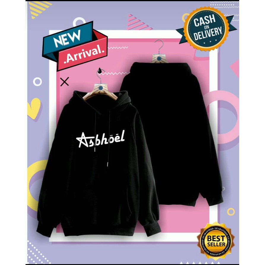 Hoodie Jaket kupluk Sweeter Sweater Pria Asli Distro Bahan Cotton Fleece Warna Hitam Design unik