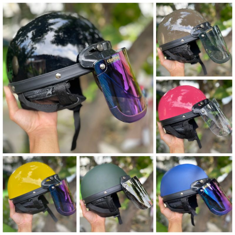 [COD] HELM CHIP BOGO SETENGAH DEWASA KACA DATAR GRADE ORI