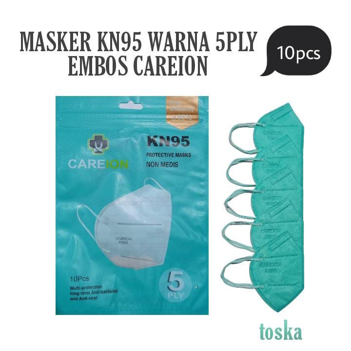 Masker KN 95 CAREION WARNA ISI 10PC MASKER KN95 EARLOOP 5PLY MASKER N95 FACE MASK WARNA PREMIUM ISI 10PC