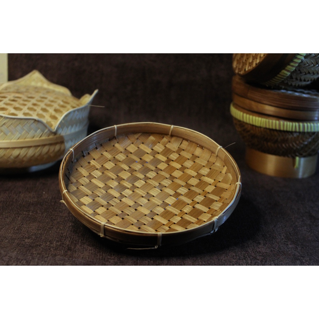 Piring Anyaman Bambu Properti Foto Aestetic