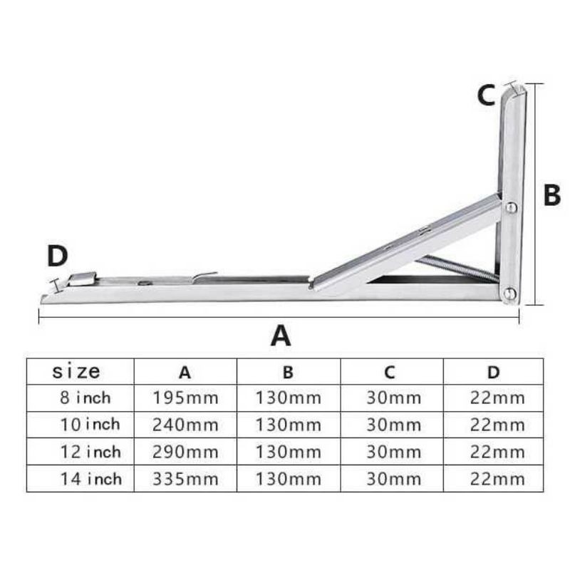 Taffware Bracket Engsel Stainless Max Load 65kg 14Inch 2PCS