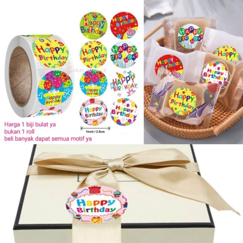 

Label Sticker Happy Birthday Stiker selamat ulang tahun segel kemasan dekorasi hampers bungkus kado