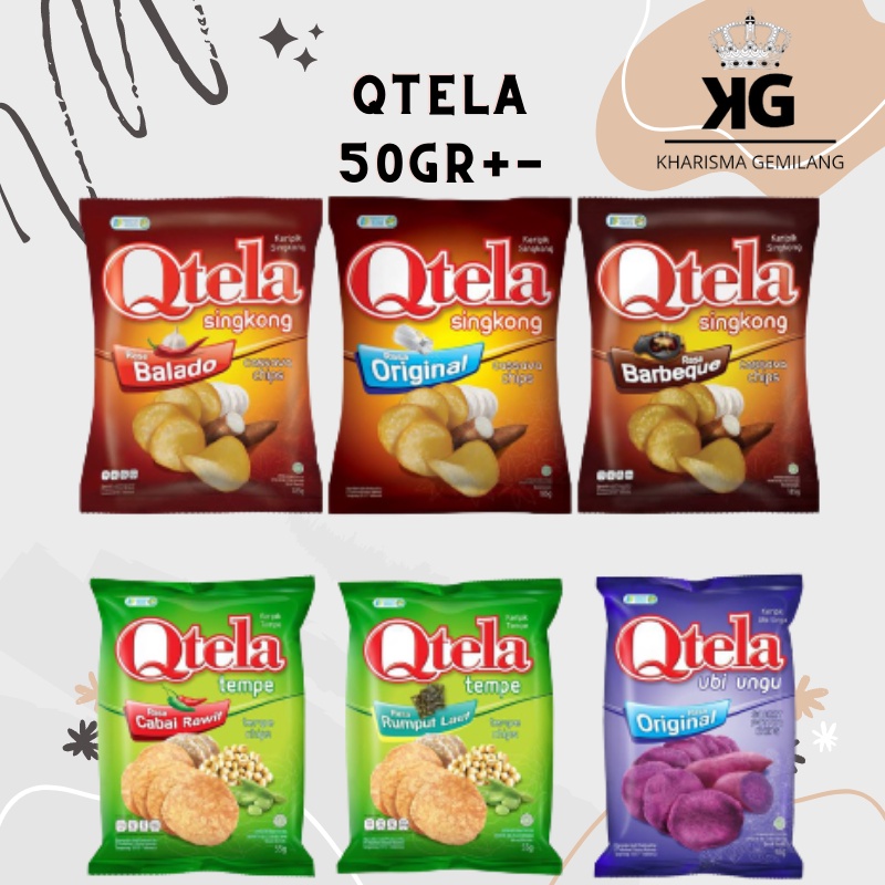 QTELA - (1 PCS) QTELA 30gr Snack Keripik Singkong, Tempe, Ubi, Original, BBQ, Balado, Cabe, Rumput L