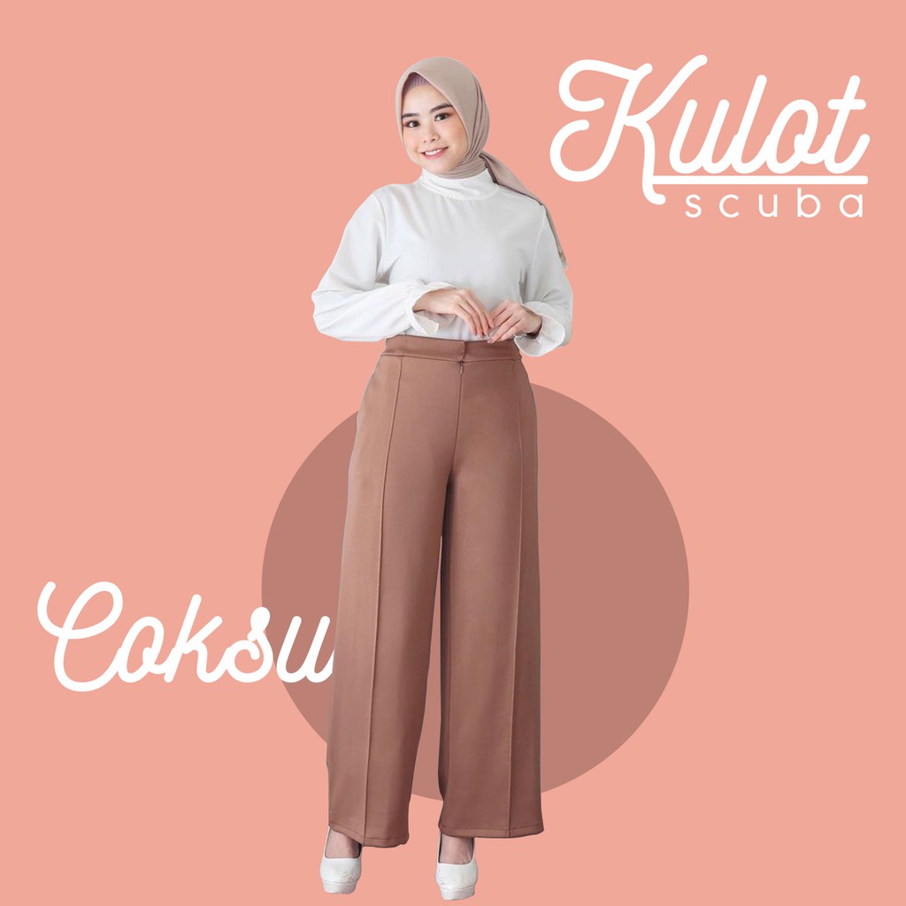 COD✅ Ready REMAJA/BIG SIZE fit BB 50 - 100kg | CULLOTS LOOSE PANTS ~ Scuba Premium TEBAL &amp; SOFT celana kulot panjang wanita/bawahan muslimah/kasual harian/super jumbo/