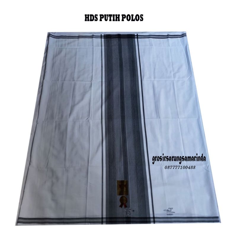 Aulia - Sarung HDS Samarinda Polos Putih//Sarung Polos Putih Tumpal Salur Salur