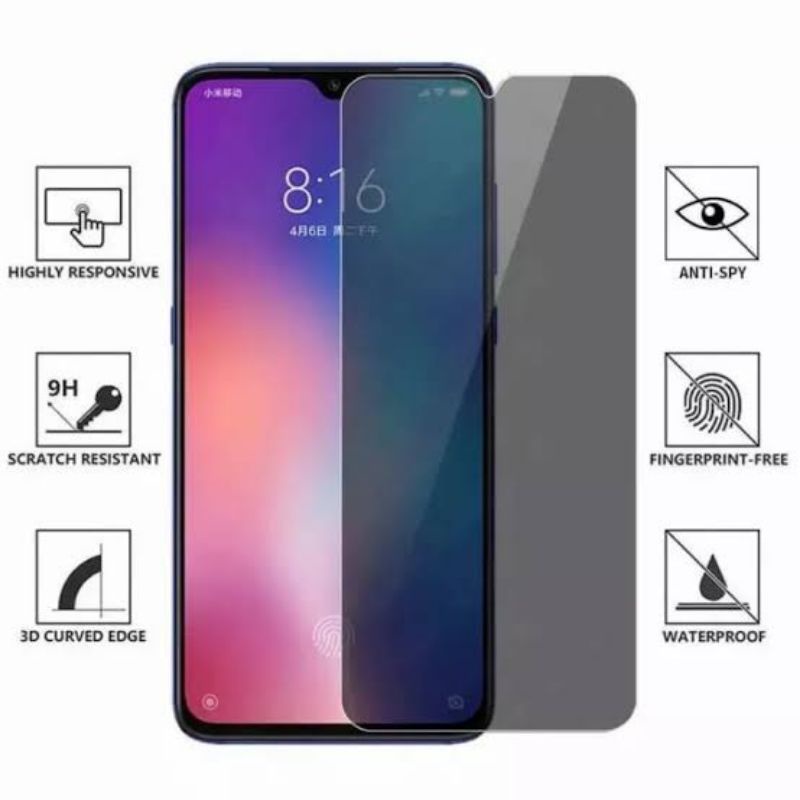 Tempered Glass Anti Spy Oppo A5s/F9/A7/A12/A15/A15s/A16/A31/A5/A9 2020 Anti gores Spy KACA