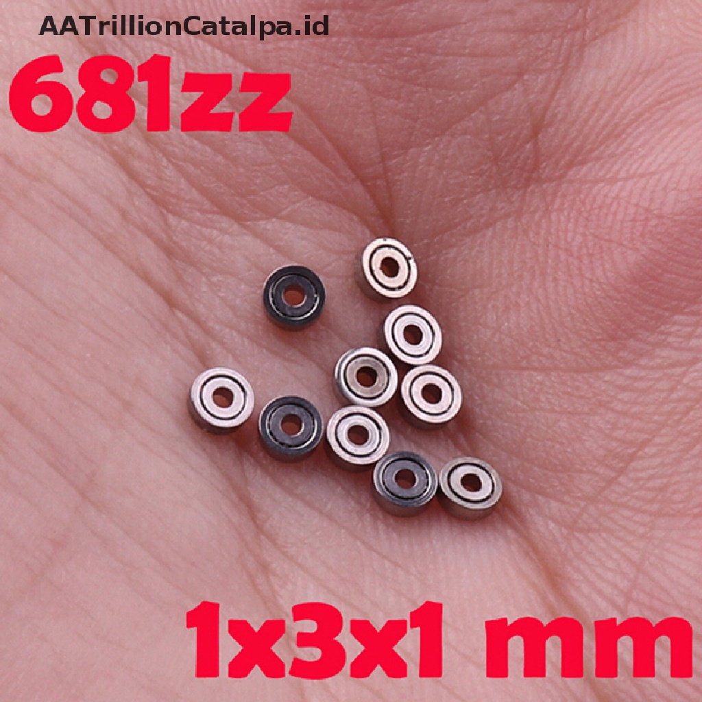 10 Pcs 681ZZ Miniatur Bola Bearings Micro Bahan Metal Ukuran 1x3 X 1mm