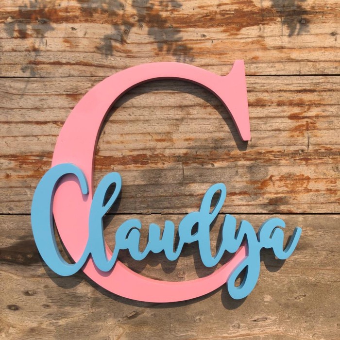 Jual Hiasan Dinding Wall Decor Huruf Kayu Custom Inisial Nama