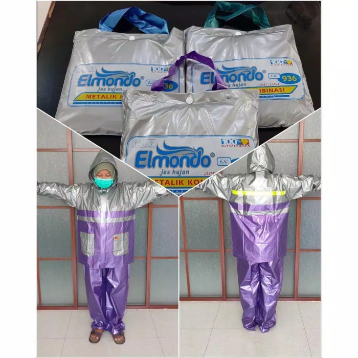 Jas Hujan Jaket Celana Elmondo  Metalik Kombinasi 936