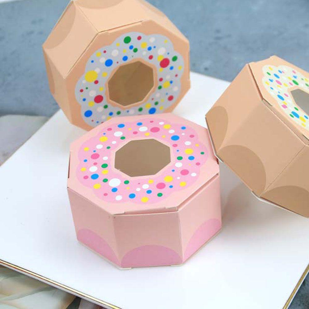 Wonder 10PCS Donat Candy Box Hexagon Dekorasi Pesta Hadiah Anak Perlengkapan Pernikahan Kemasan Coklat Case